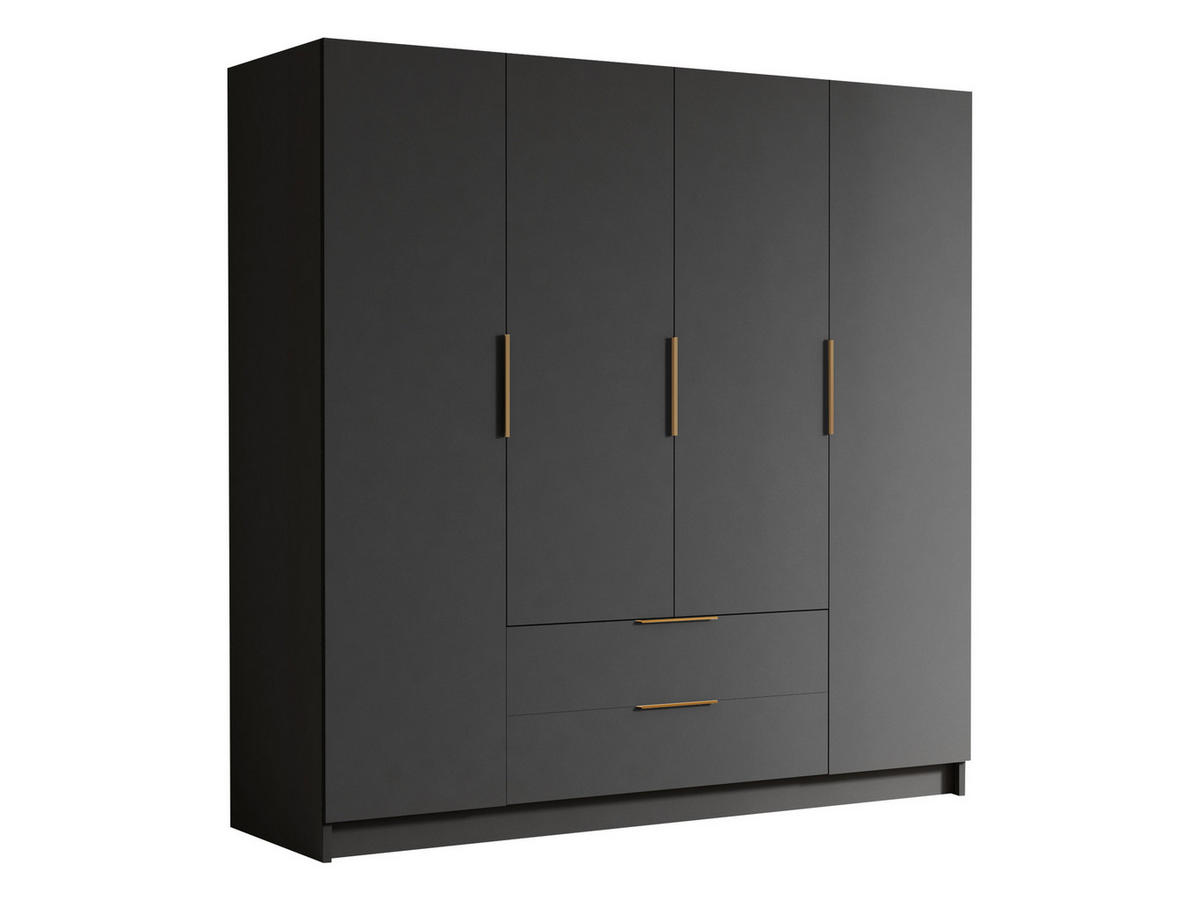 KLEIDERSCHRANK Sofia I - Goldfarben/Schwarz, Holzwerkstoff/Kunststoff (200/216/60cm) - MIRJAN24