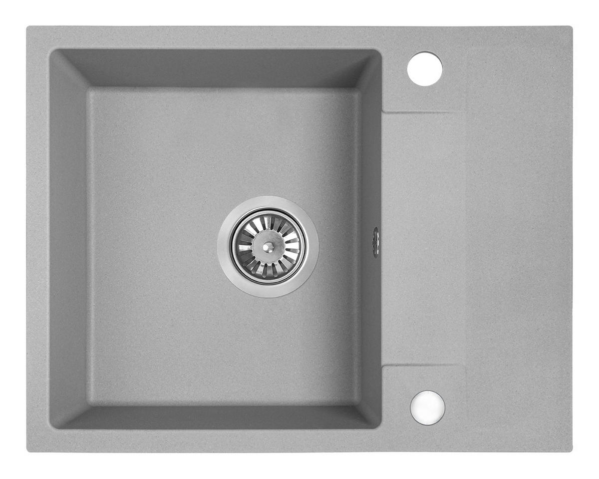 EINBAUSPÜLE RAB Grau, Einzelbecken, 44/56/17,5 cm - Grau, Stein (44/17.5/56cm) - bad land