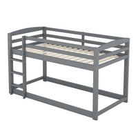 ETAGENBETT 90/200 cm mit niedriger Bauweise und Sicherheitsgeländer aus Kiefer massiv, Natur - Grau, Holzwerkstoff (90/200cm) - Redom