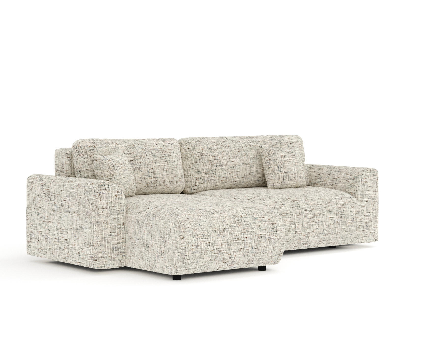 ECKSOFA MIT SCHLAFFUNKTION Bodega Beige Webstoff - Beige/Schwarz, Holz/Holzwerkstoff (235/138cm) - Maison de Reve