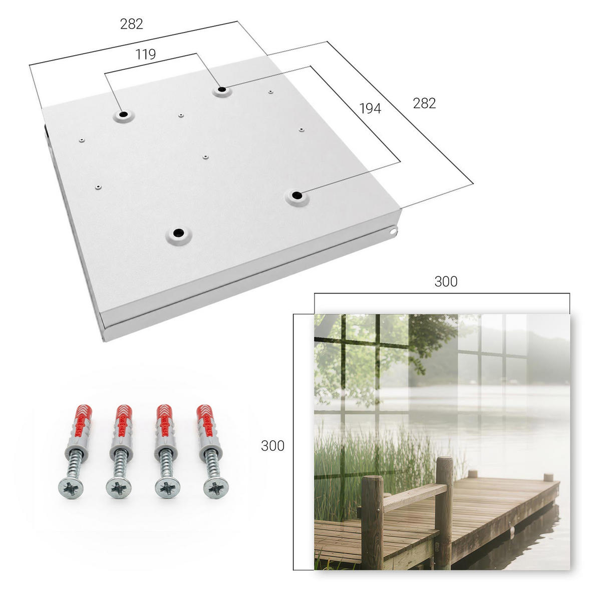 SCHLÜSSELBOX Weiß 30x30 cm – Türöffnung nach rechts - See des Friedens - Grün, Metall (30/30/5cm) - TULUP