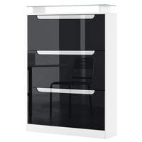 SCHUHSCHRANK Space Schwarz Hochglanz / Weiß Hochglanz - Schwarz Hochglanz, Holzwerkstoff (89/128/23cm) - Vladon