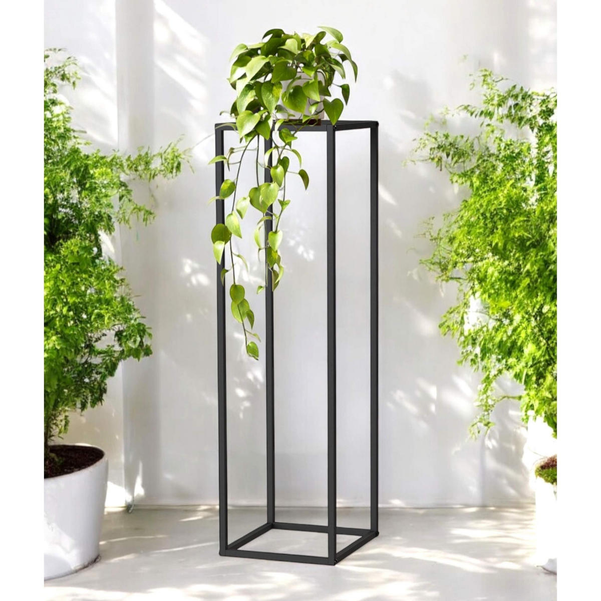 PFLANZENSTÄNDER Metall Schwarz Eckig 100 cm Hoch - Schwarz, Metall (30/100/30cm) - DanDiBo