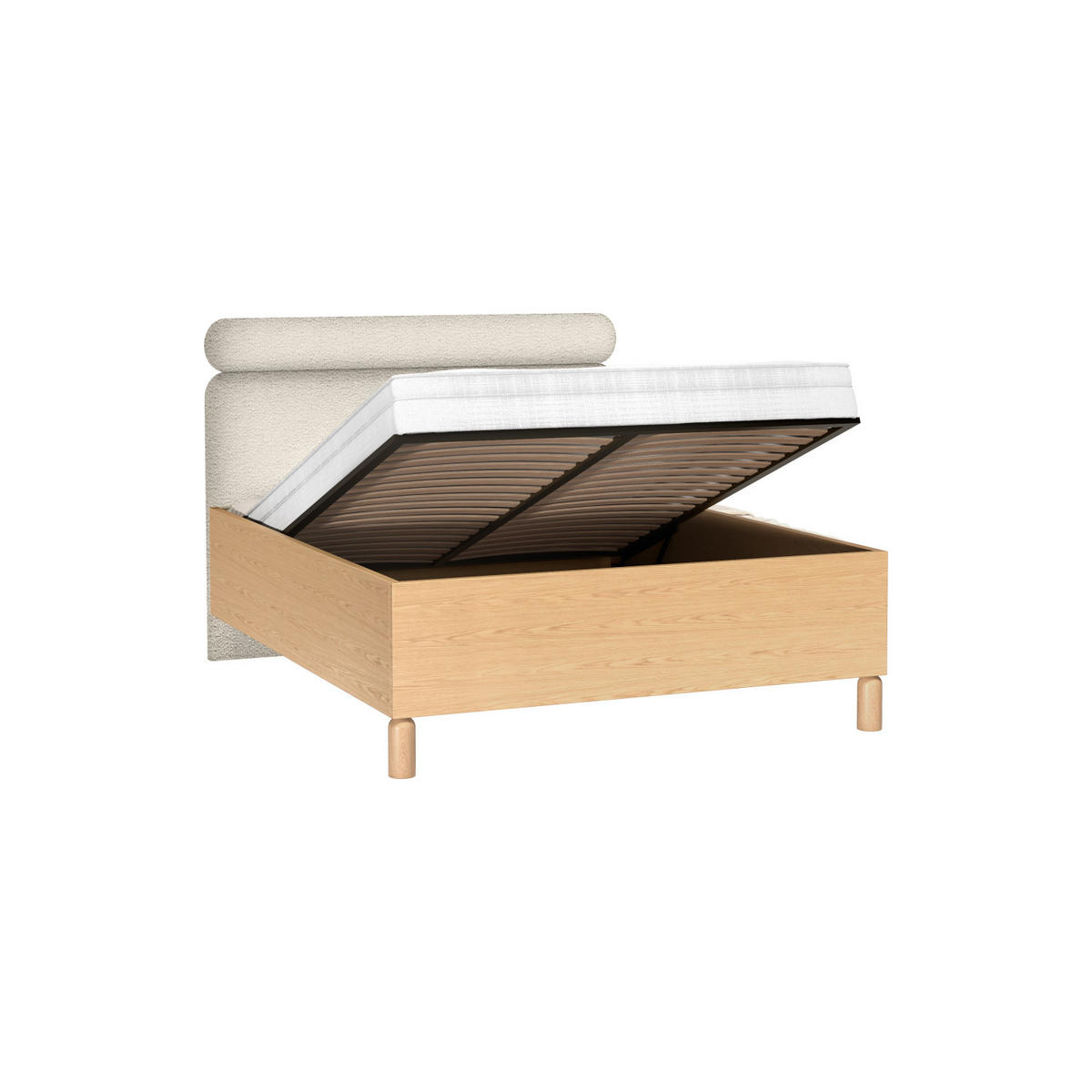 BETT MIT BETTKASTEN Sanden SN-11 160 x 200 cm Eiche Bookmatch - Eichefarben, Holz/Holzwerkstoff (160/200cm) - Koseto