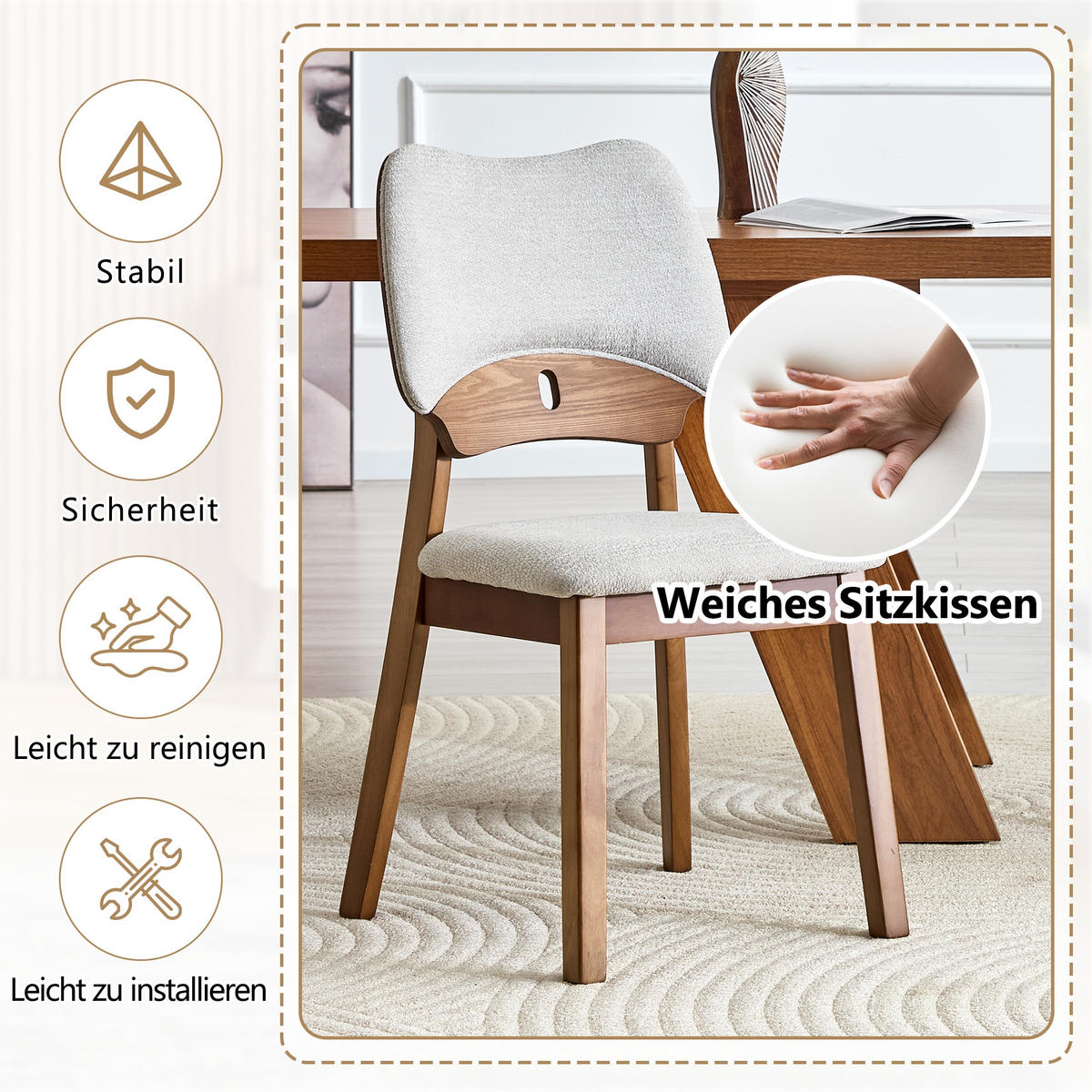 STUHL-SET DE-36734 2 Stück mit Schmetterlingsrückenlehne Grau - Grau, Holzwerkstoff (43/87.5/51cm) - ComfortXL