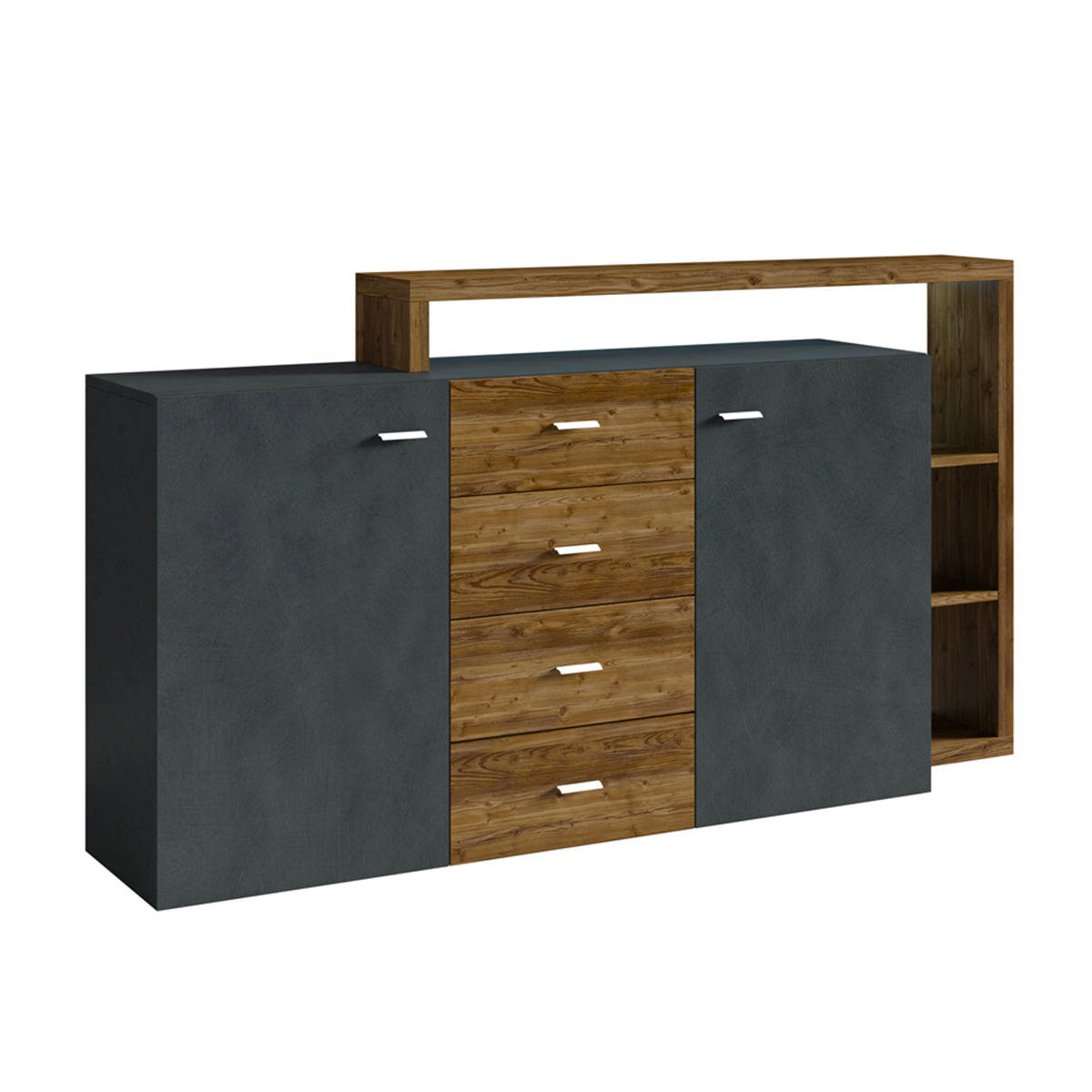 SIDEBOARD Ilyes Grau und Holz - Grau, Holzwerkstoff (180/98/37cm) - Petits-meubles