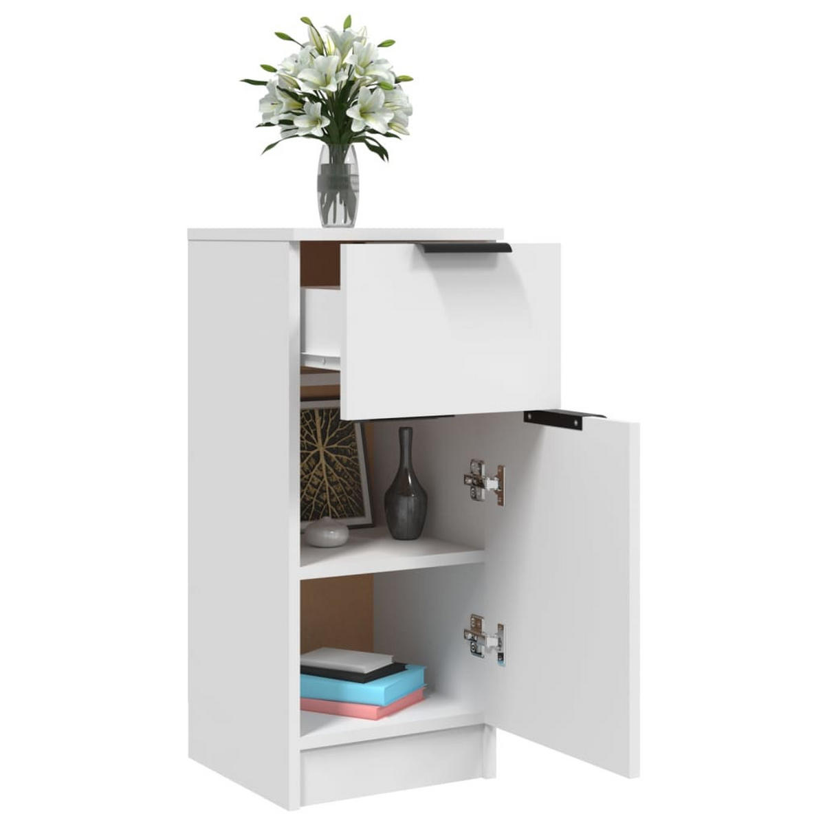 SIDEBOARD mit 1 Tür, 1 Schublade 30/30/70 cm aus Holzwerkstoff Weiß - Weiß, Holz (30/70/30cm) - vidaXL