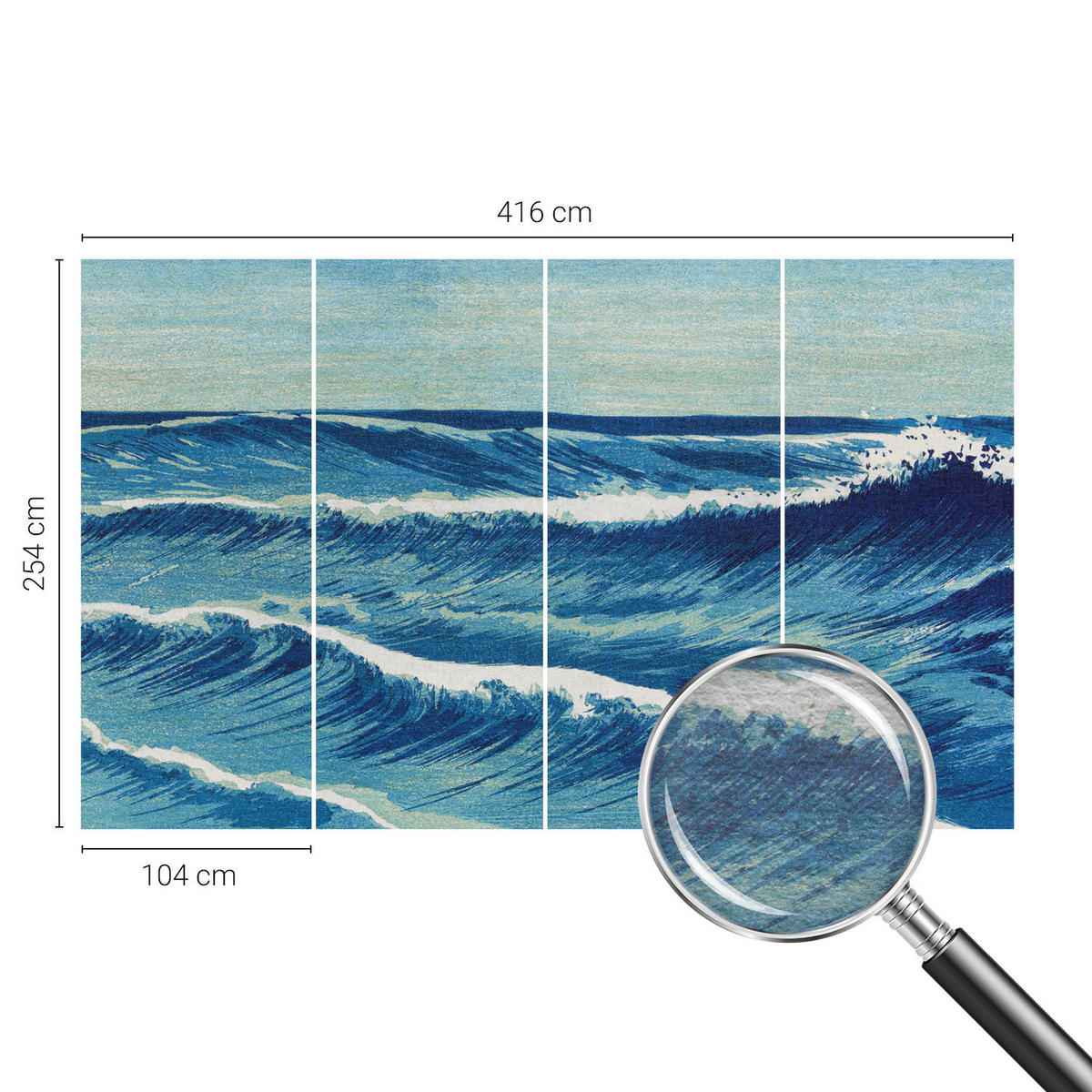 FOTOTAPETE 416x254 cm - Meereswellen - Blau, Textil (416/254cm) - Wallfluent