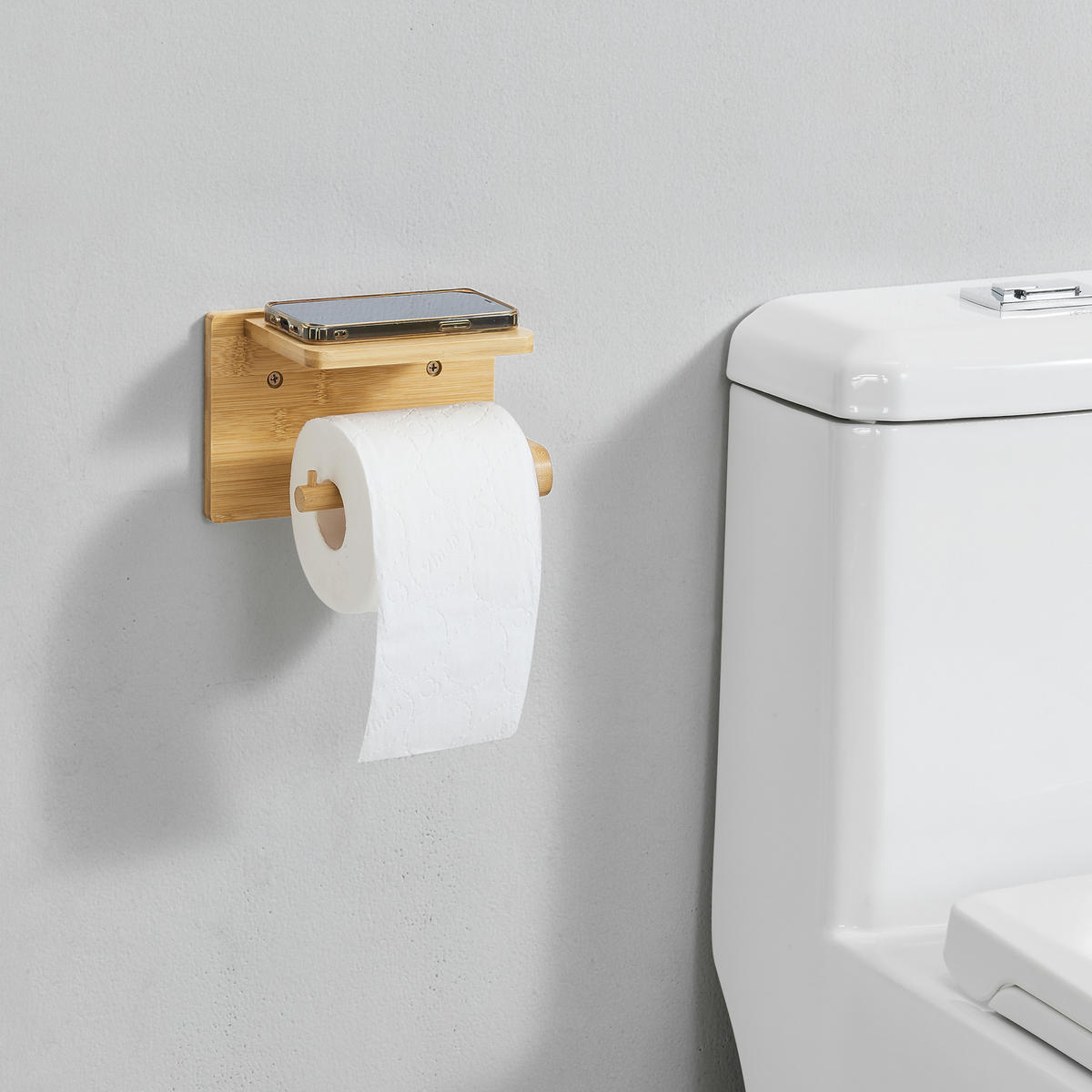 TOILETTENPAPIERHALTER Vallentuna - Naturfarben, Holz (18/12/10.5cm) - [en.casa]