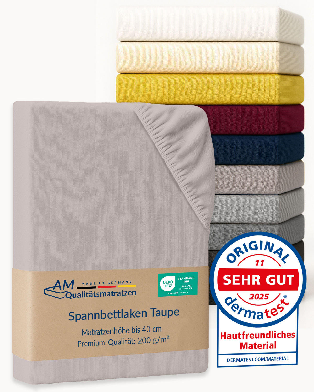 SPANNBETTLAKEN BOXSPRING 180/200/33 cm Taupe - Taupe, Textil (180/200cm) - AM Qualitätsmatratzen