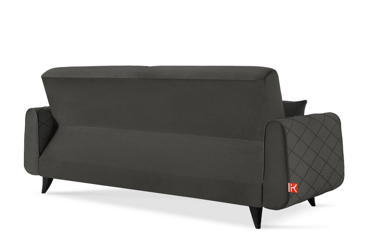 3-SITZER-SOFA GUSTAVO III Sofa 3 Velours, Anthrazit - Anthrazit, Holz/Holzwerkstoff (230/98/98cm) - KONSIMO®