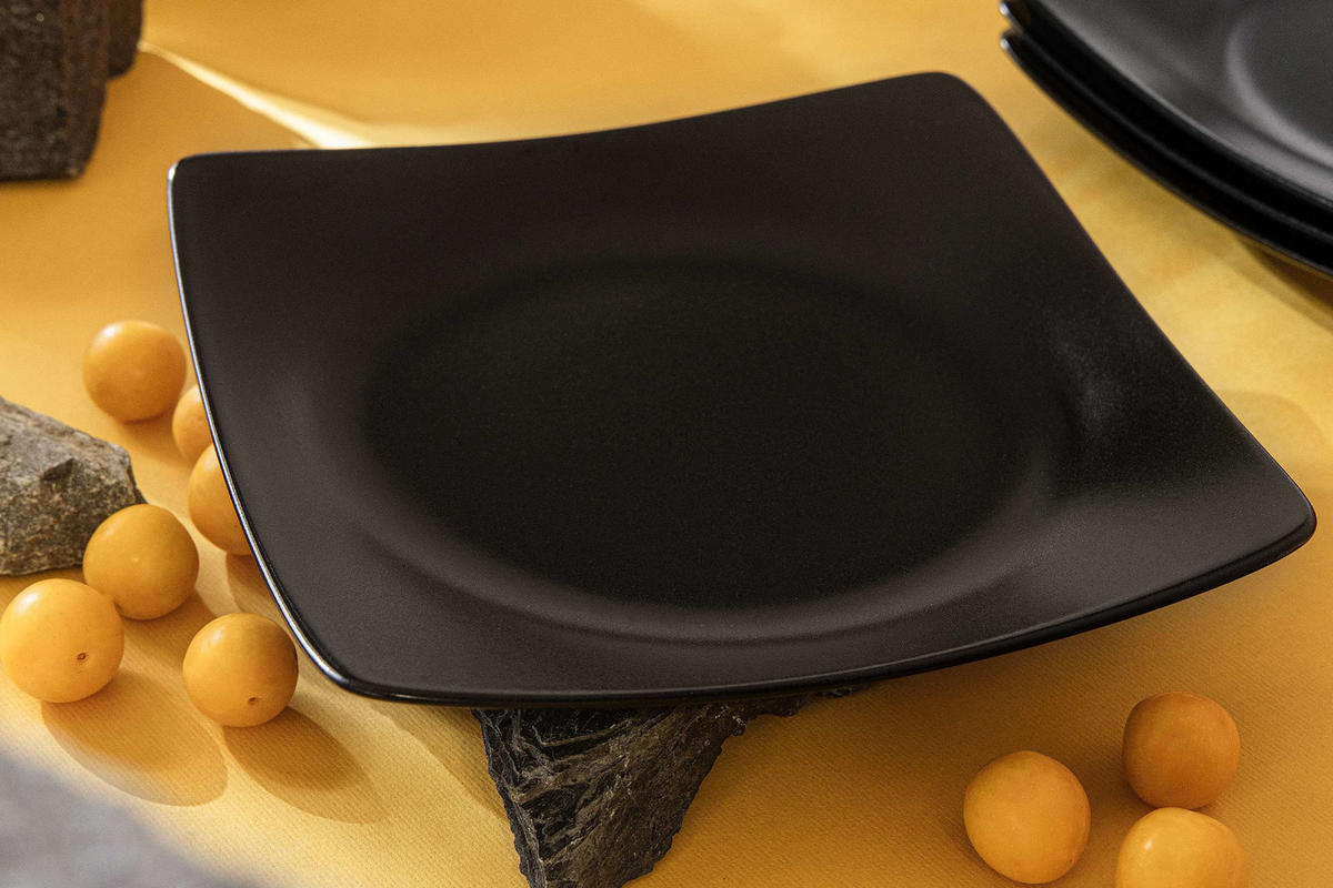 TELLERSET EPIRI Dessertteller 6 Personen 6-tlg - Schwarz, Keramik (21cm) - KONSIMO®