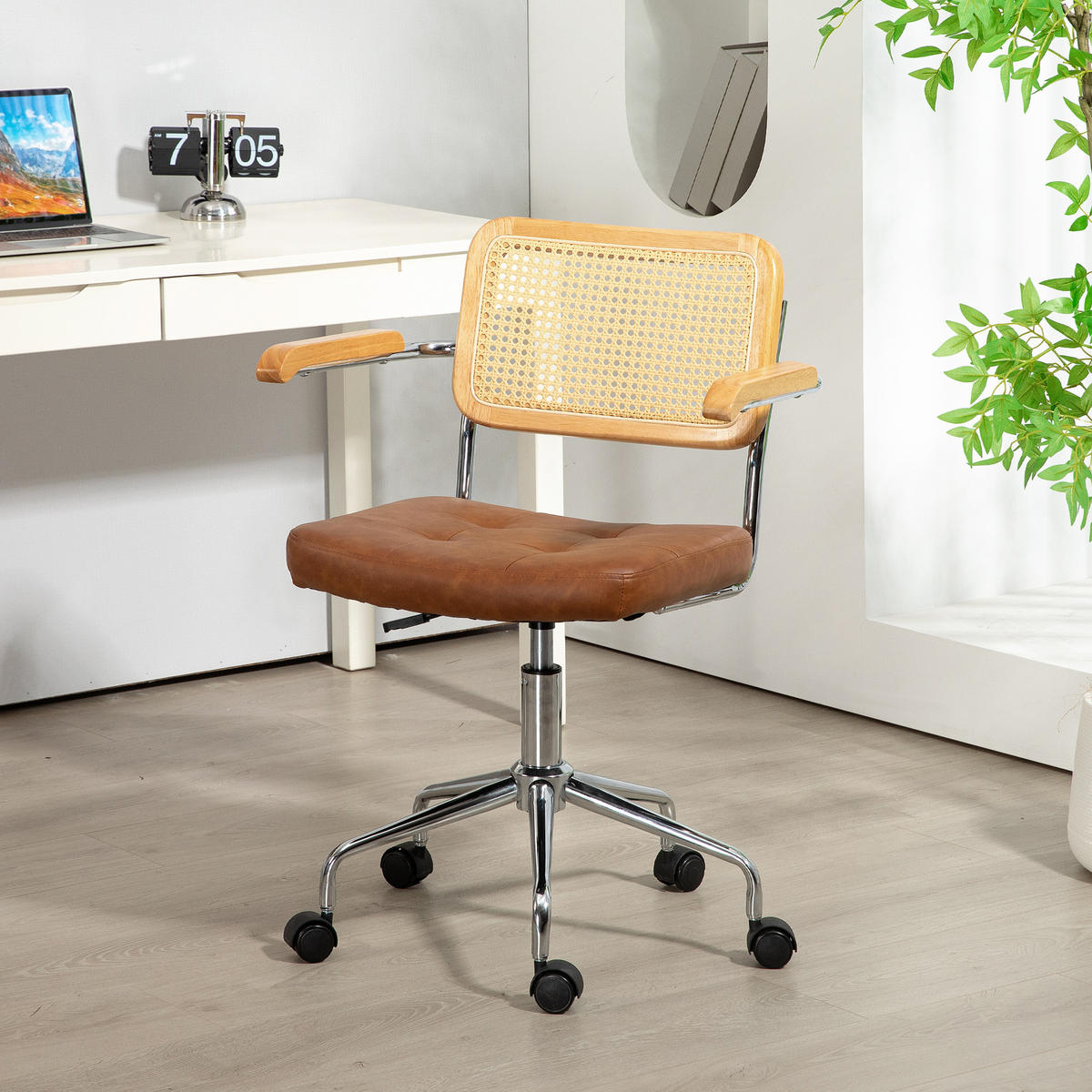 DREHSTUHL DE-11710 60/55,5/82-90 cm Braun - Braun, Metall (55.5/90/60cm) - ComfortXL