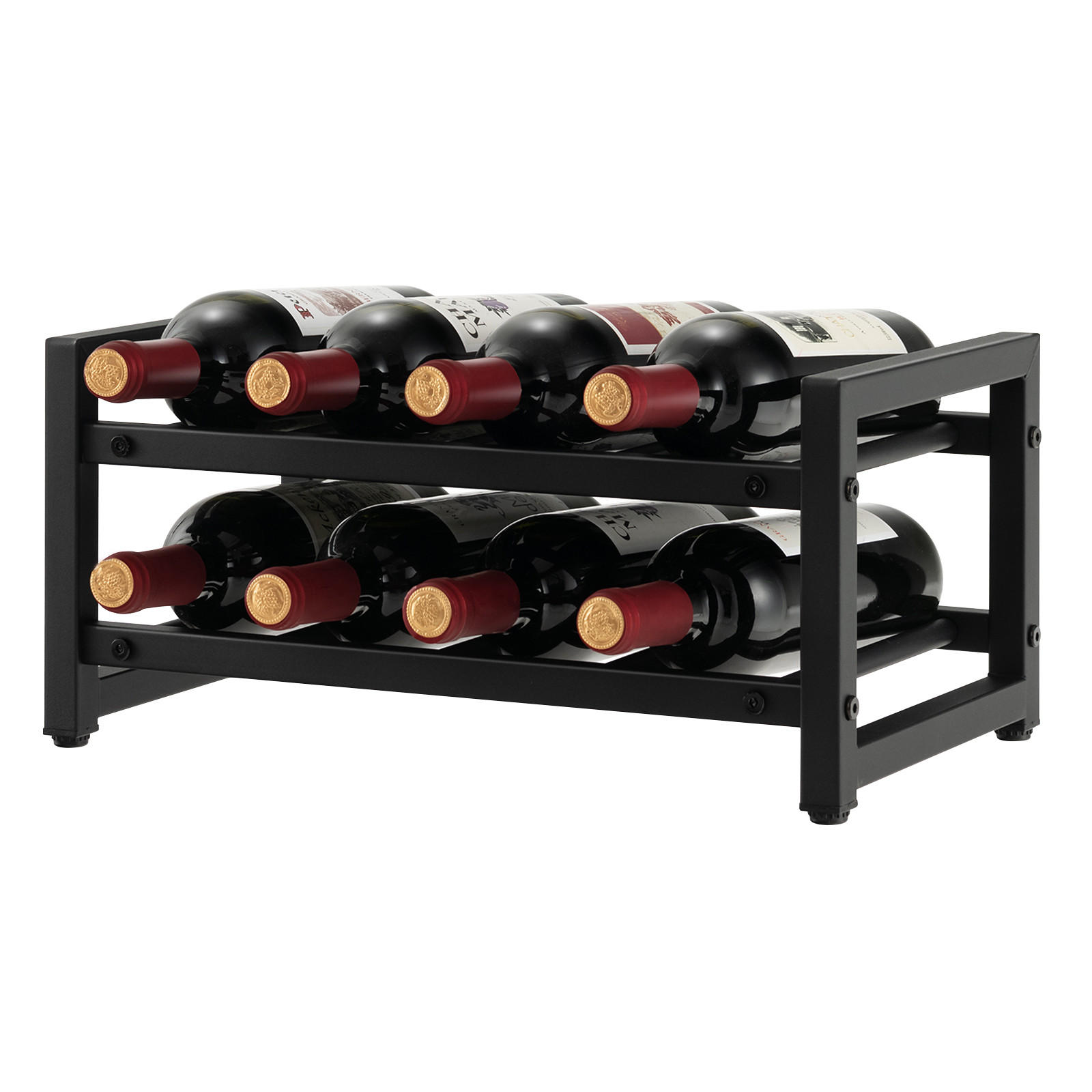WEINREGAL aus Metall Schwarz - Schwarz, Metall (43/21/25cm) - COSTWAY