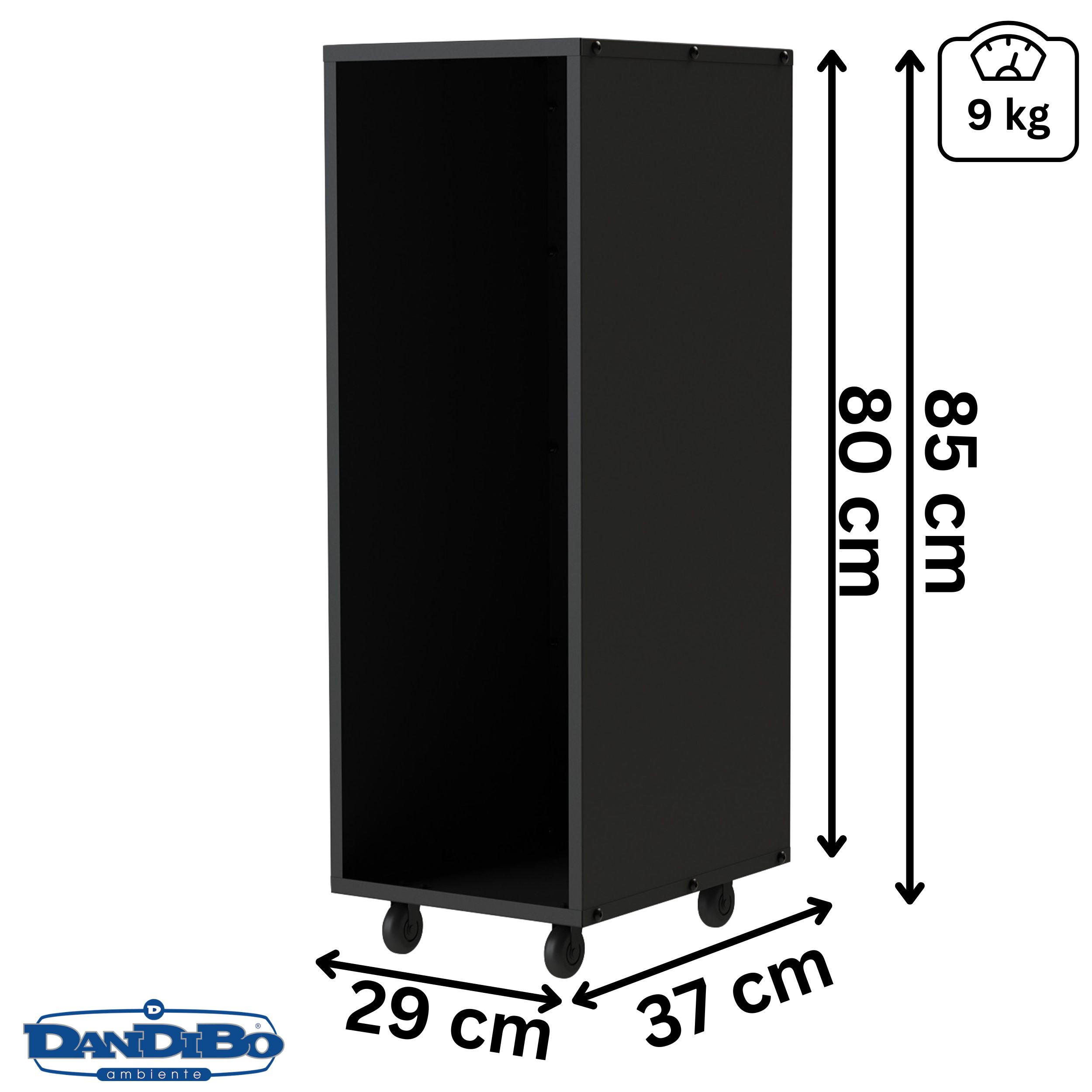 KAMINHOLZREGAL mit Rollen Metall Schwarz 85 cm 96359 - Schwarz, Metall (29/85/37cm) - DanDiBo