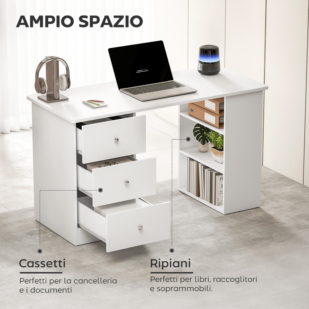 BÜROTISCH Weiß 1 Stück - Weiß, Holzwerkstoff (49/120/72cm) - GiPP