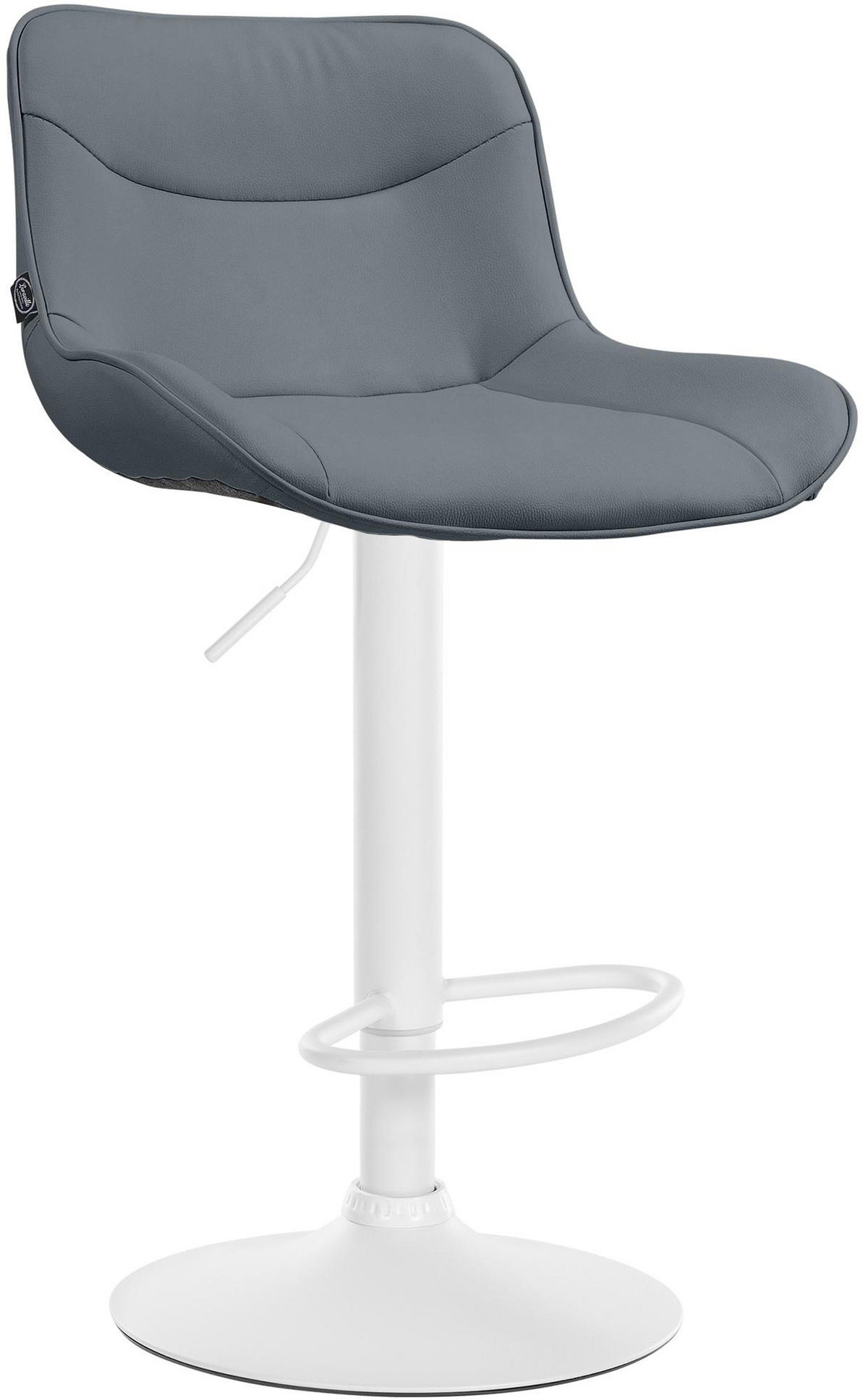 BARHOCKER Vulcano Kunstleder weiß grau - Weiß/Grau, Kunststoff/Metall (49/106/51cm) - TPFLiving