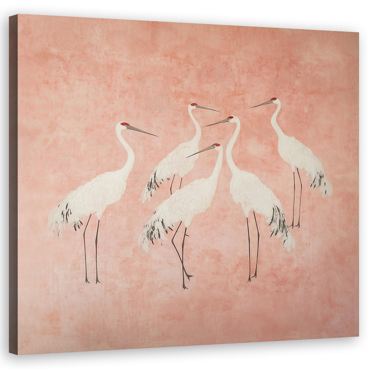 WANDBILD kraniche tiere abstrakt - Pink, Textil (50/50cm) - Feeby