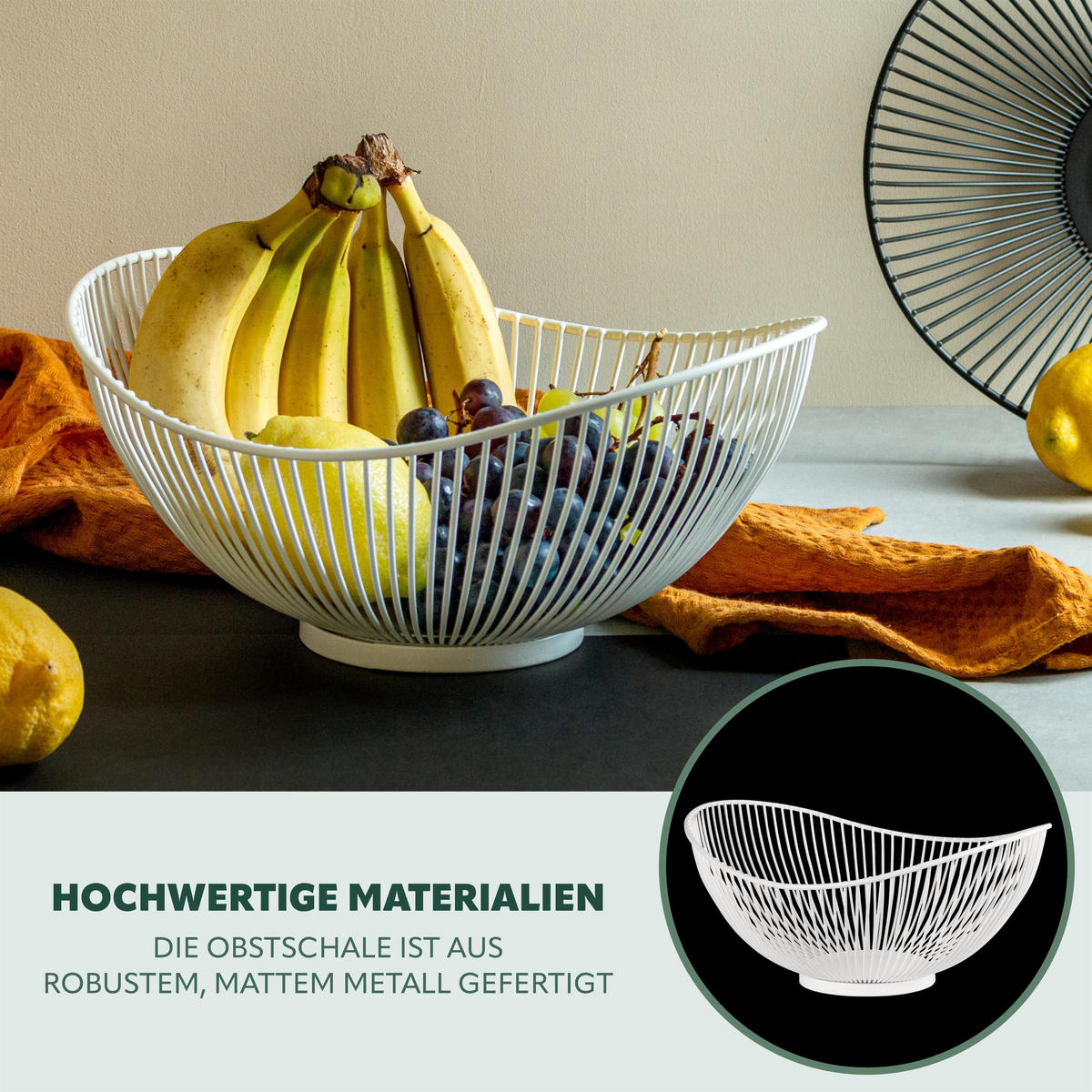 OBSTSCHALE, weiß, Metall - Weiß, Metall (13.5cm) - bremermann