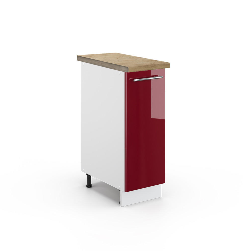 APOTHEKERSCHRANK Fame-Line Bordeaux Hochglanz 30 cm, AP Eiche - Bordeaux/Weiß, Holzwerkstoff (30/82/60cm) - Vicco
