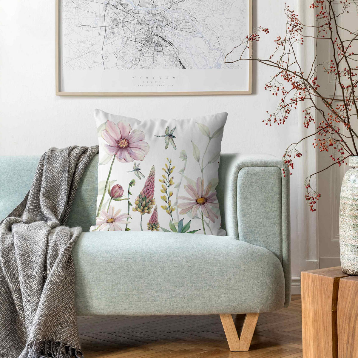 KISSENBEZUG Libellen im Blumenrausch 40/40 cm - Rosa, Textil (40/40cm) - Bilderwelten