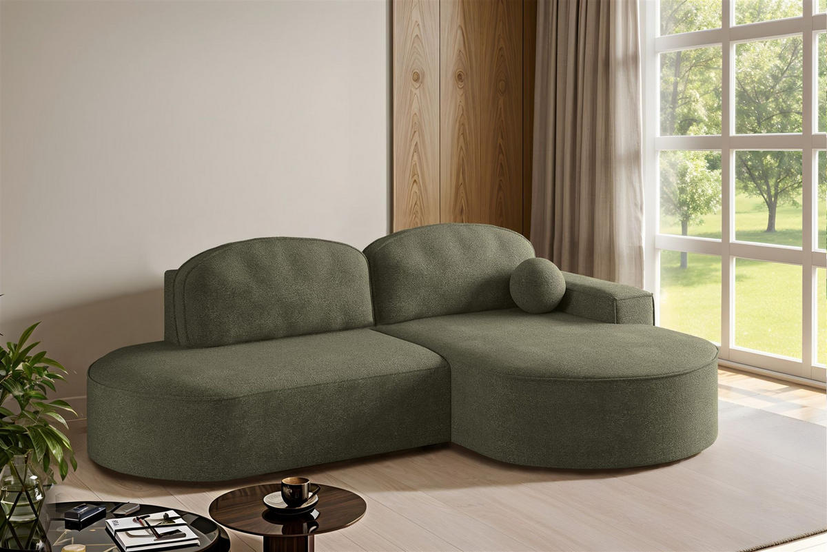 ECKSOFA Girona Mit Schlaffunktion - Grün, Holzwerkstoff/Textil (278/179cm) - Fun Möbel