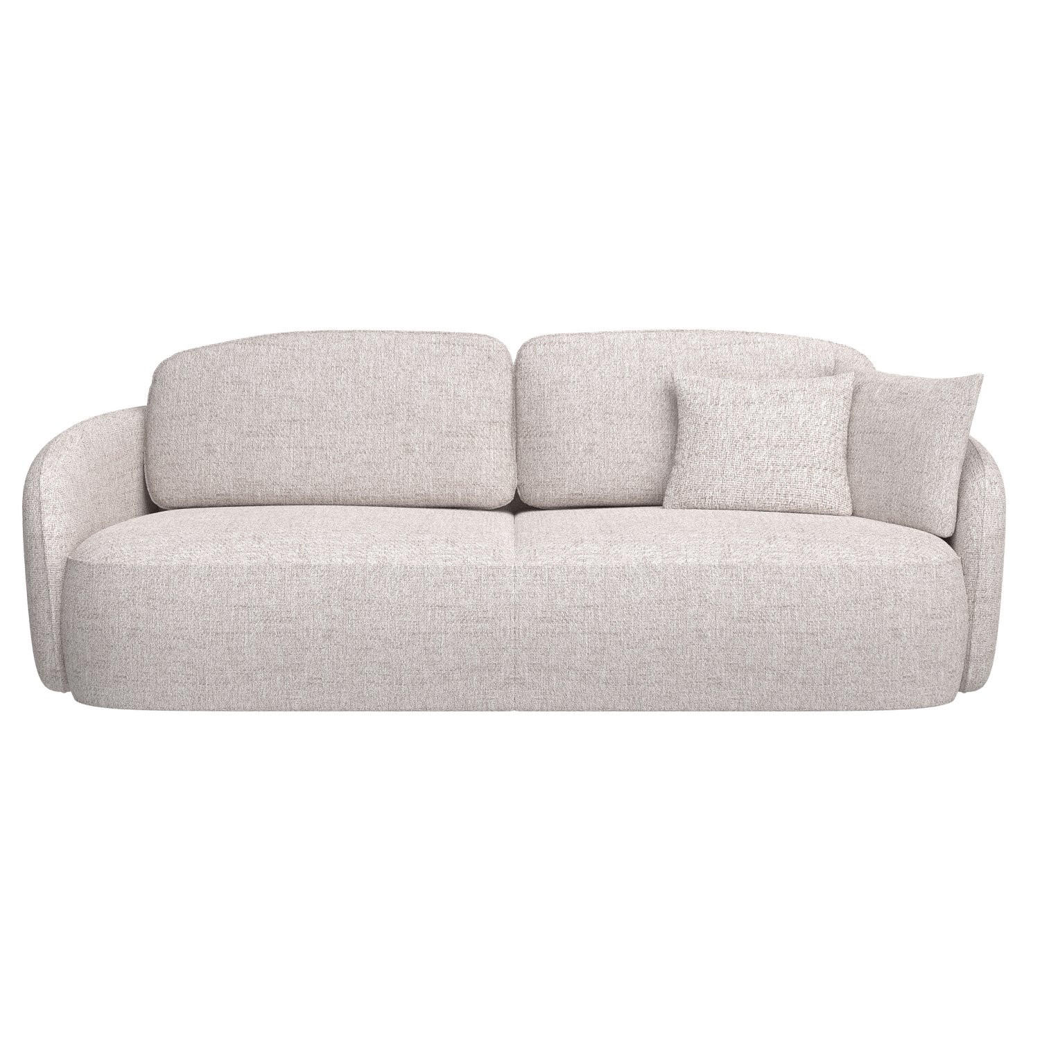3-SITZER-SOFA Savoy Hellbeige mit Schlaffunktion - Ecru/Schwarz, Kunststoff/Textil (254/96/105cm) - Selsey