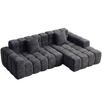 ECKSOFA 250x160x58 cm Anthrazit aus Samt, vakuumverpacktes Sofa mit Ottomane und modularer Gestaltung - Dunkelgrau, Textil (160/250cm) - Modfu