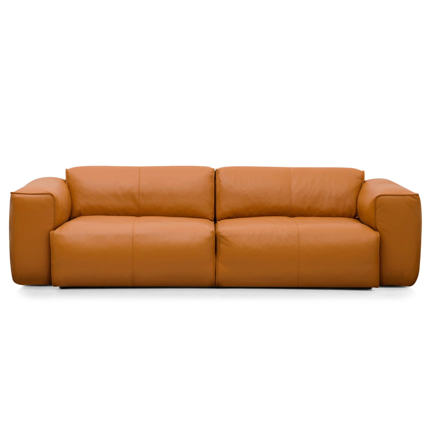 3-SITZER SOFA - Cognac/Schwarz, Leder/Kunststoff (251/71/102cm) - home24