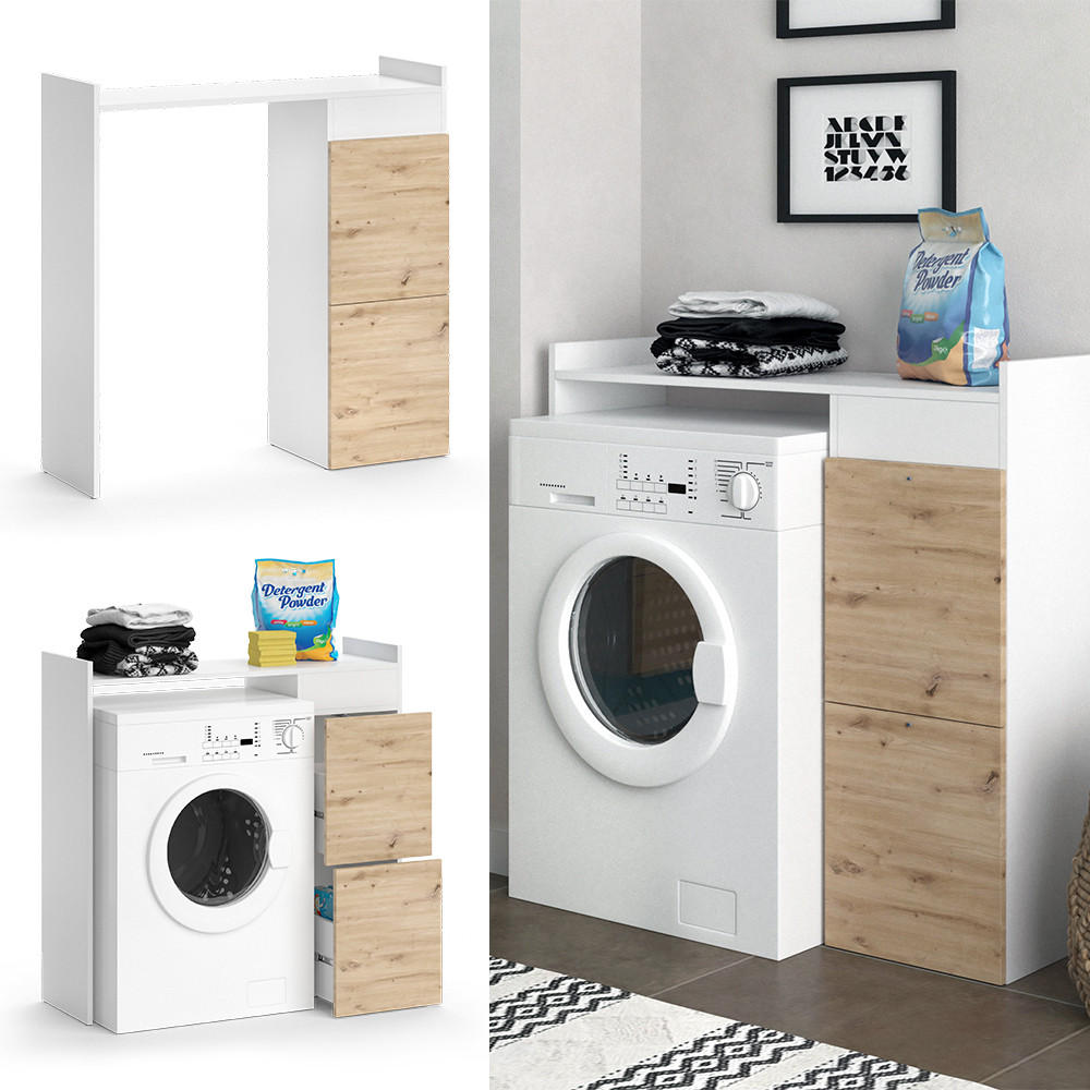 WASCHMASCHINENSCHRANK Alf Weiß 99 x 98 cm mit 2 Schubladen - Weiß, Holzwerkstoff (99/98/33.8cm) - Vicco