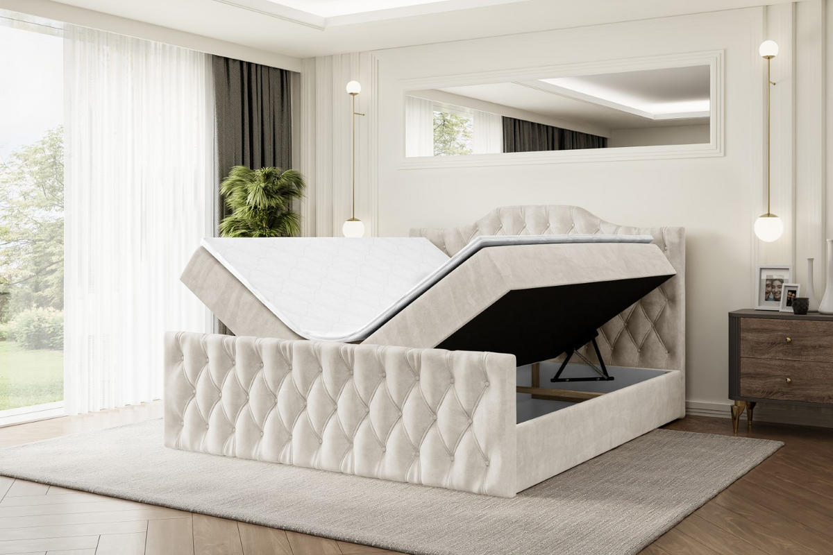 AMERICKÁ postel VILA-1-Z – 160 × 200 cm – H3 – ecru - ecru, kompozitní dřevo (160/200cm) - ALTDECOR