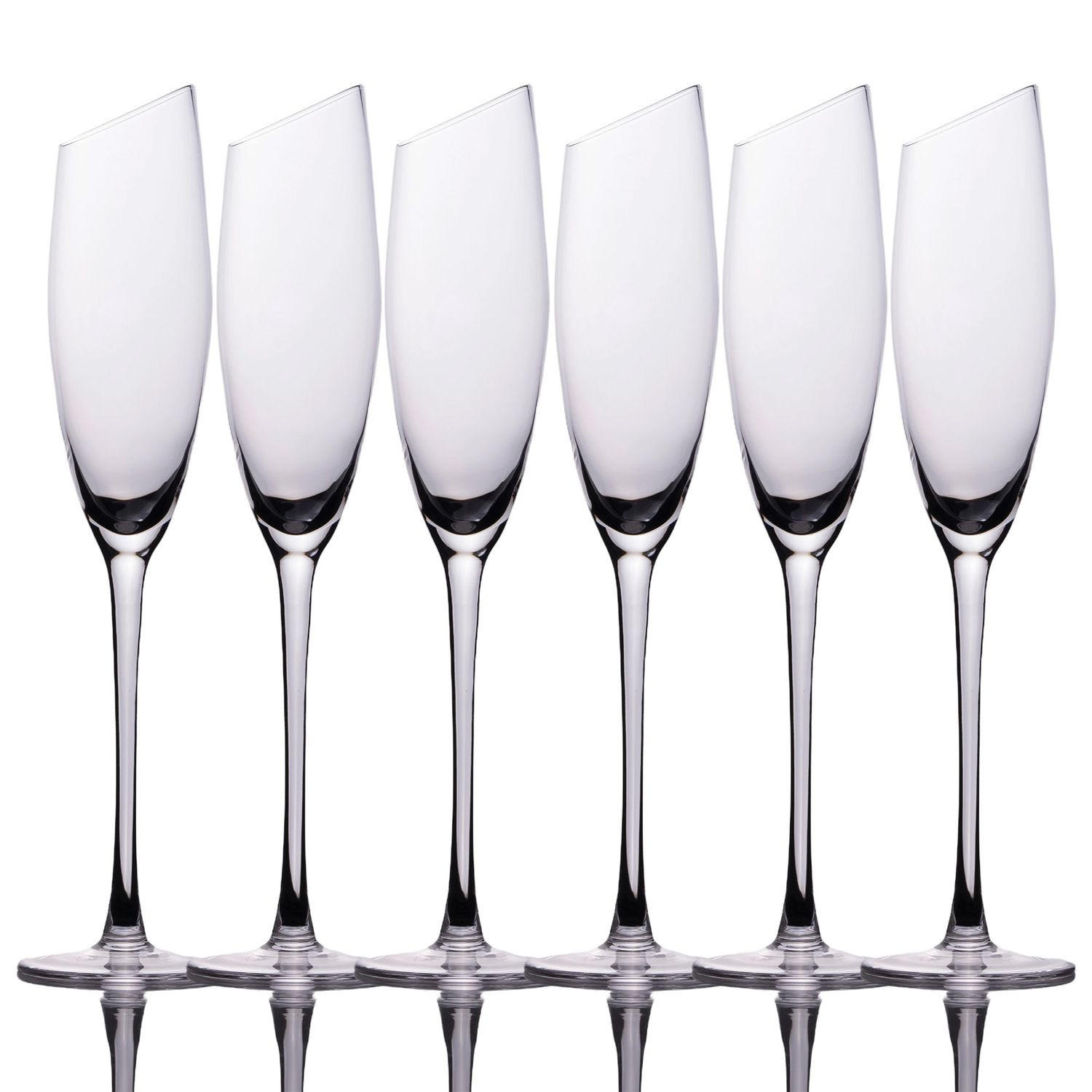 CHAMPAGNER/SEKT Glas mit moderner Kante 150 ml (6er-Set) - Transparent, Glas (0.15L) - Intirilife