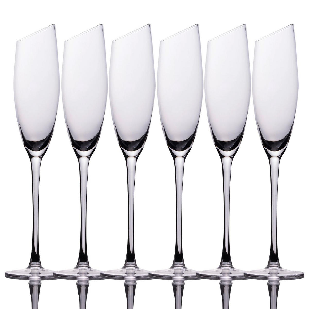 CHAMPAGNER/SEKT Glas mit moderner Kante 150 ml (6er-Set) - Transparent, Glas (0.15L) - Intirilife