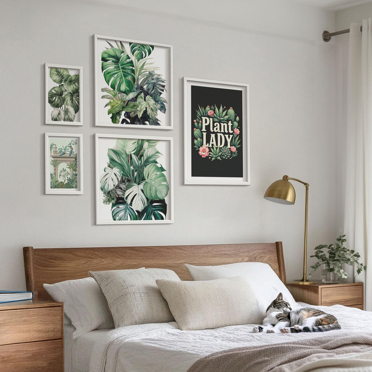 WANDBILDER 5er-Set - 50x50 cm & 20x30 cm & 40x60 cm Weißer Rahmen - Japanische Natur und Japandi-Stil - Weiß, Kunststoff (40/60cm) - ArtPrintCave
