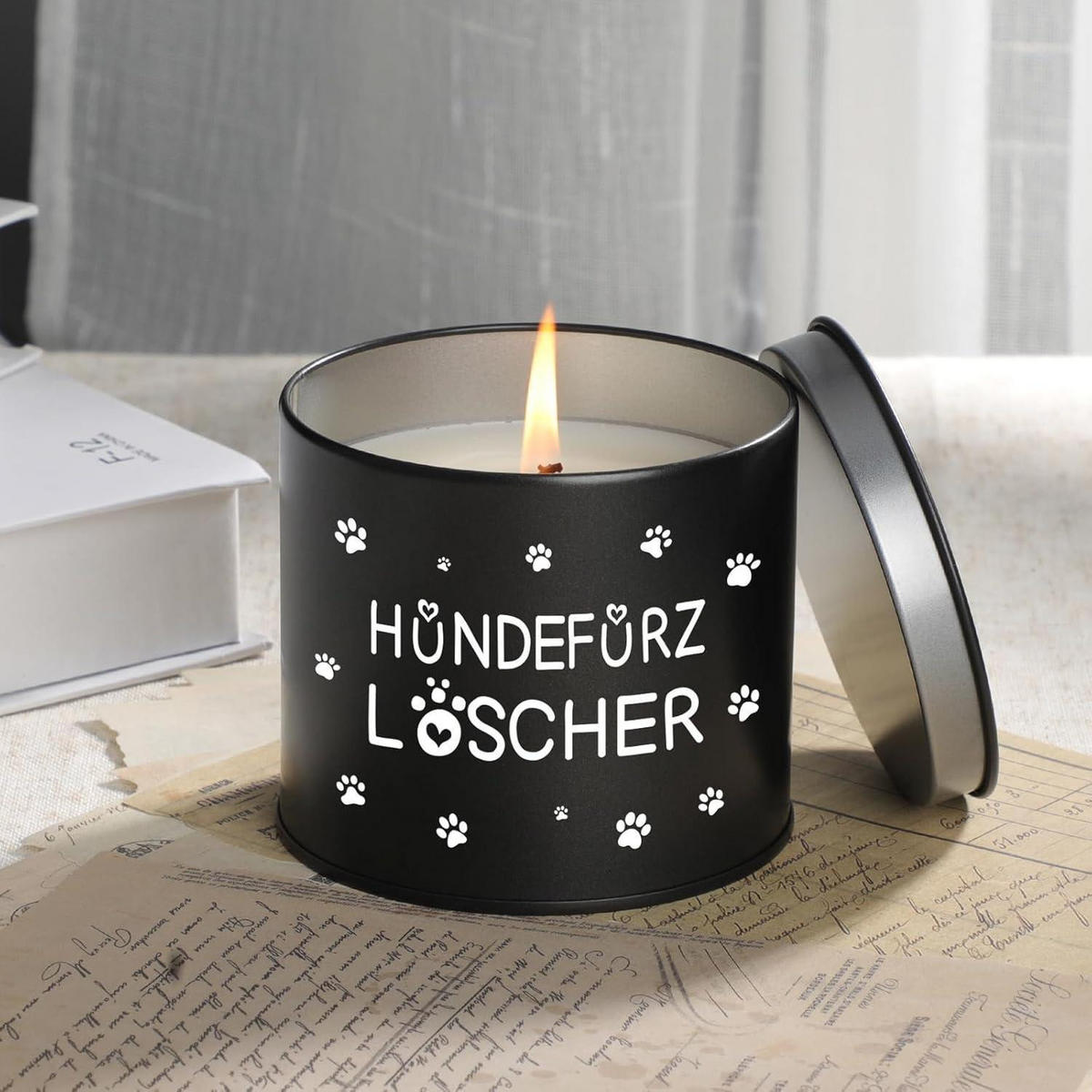 DUFTKERZE Hundefurz Löscher Schwarz - Schwarz, Paraffin (7.5cm)