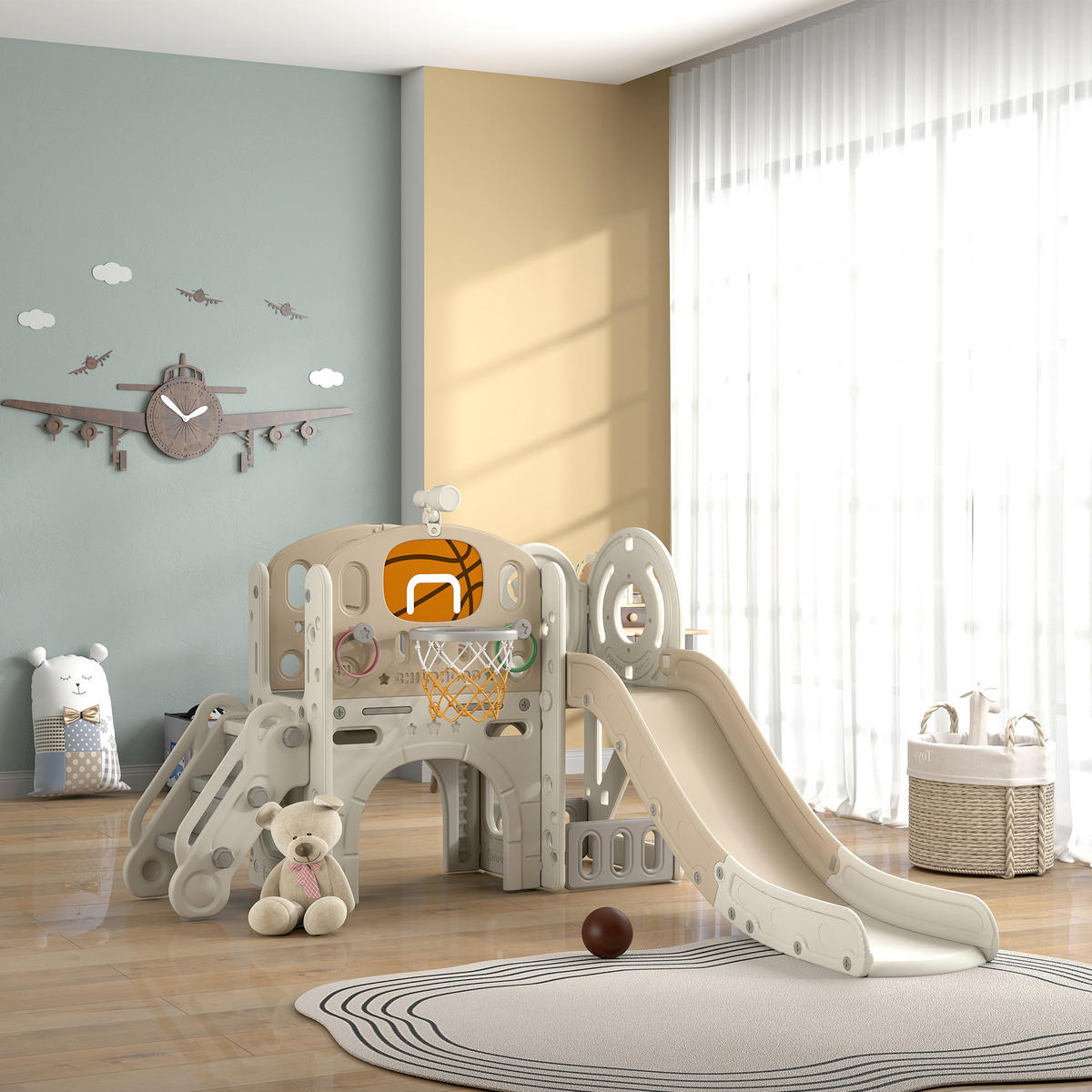 KINDERRUTSCHE - Creme/Weiß, Kunststoff (153/111/186cm) - AIYAPLAY