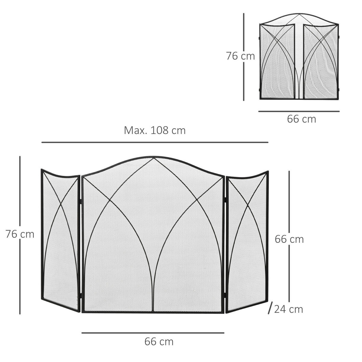 OCHRANNÁ MŘÍŽKA NA KRB - černá, kov (24/76/108cm) - HOMCOM