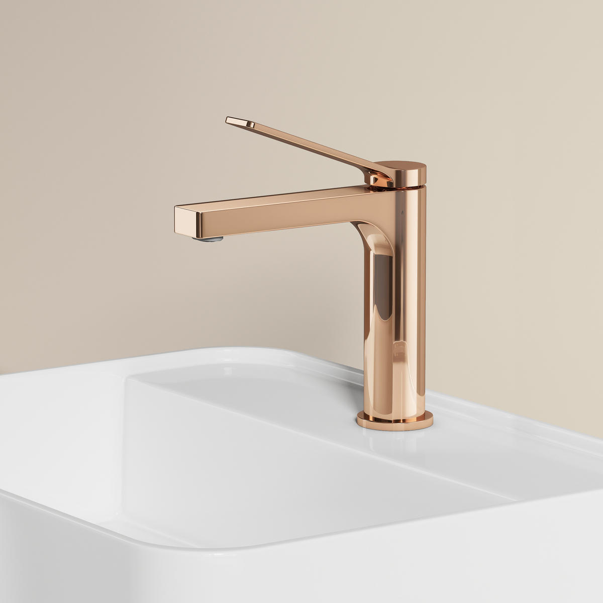 WASCHTISCHARMATUR mit Spulen-Zertifiziertem Filterelement Rosengold - Roségold, Metall (17.3/4.6/19.5cm) - EMKE