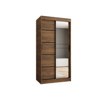 OMARA Z DRSNIMI VRATI, OGLEDALOM IN LETVICAMI 200/100/62 2-vratna - črna/rjava, umetna masa/les (100/200/62cm)