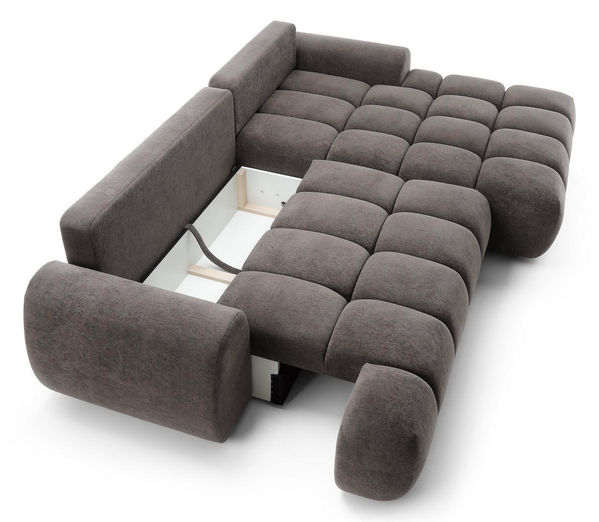 ECKSOFA 280 cm Valerio mit Bettkasten, 280 cm, Rechts, Schlaffunktion, Grau - Grau, Holz (177/280cm) - Emporius