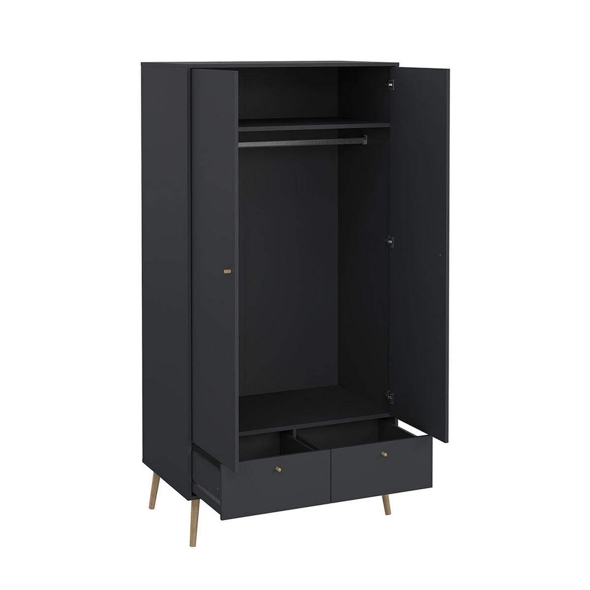 KLEIDERSCHRANK, Bodo, Grau, Holzwerkstoff, 99 x 59 x 201 cm - Grau, Holzwerkstoff (99/201/59cm) - ebuy24