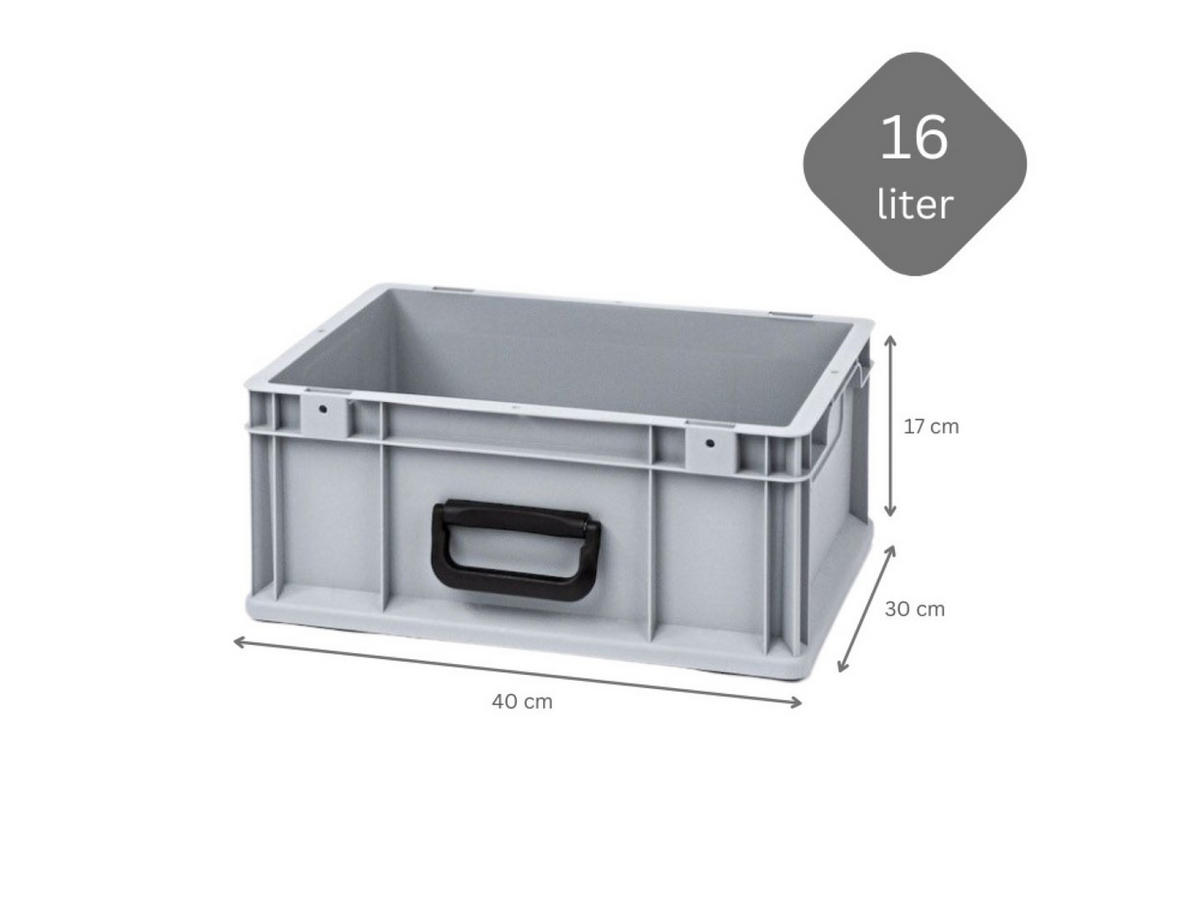 EUROBOX 5x Nextgen Portable Uno 17x30x40cm 16 Liter - Grau, Kunststoff (40/12/60cm) - PROREGAL