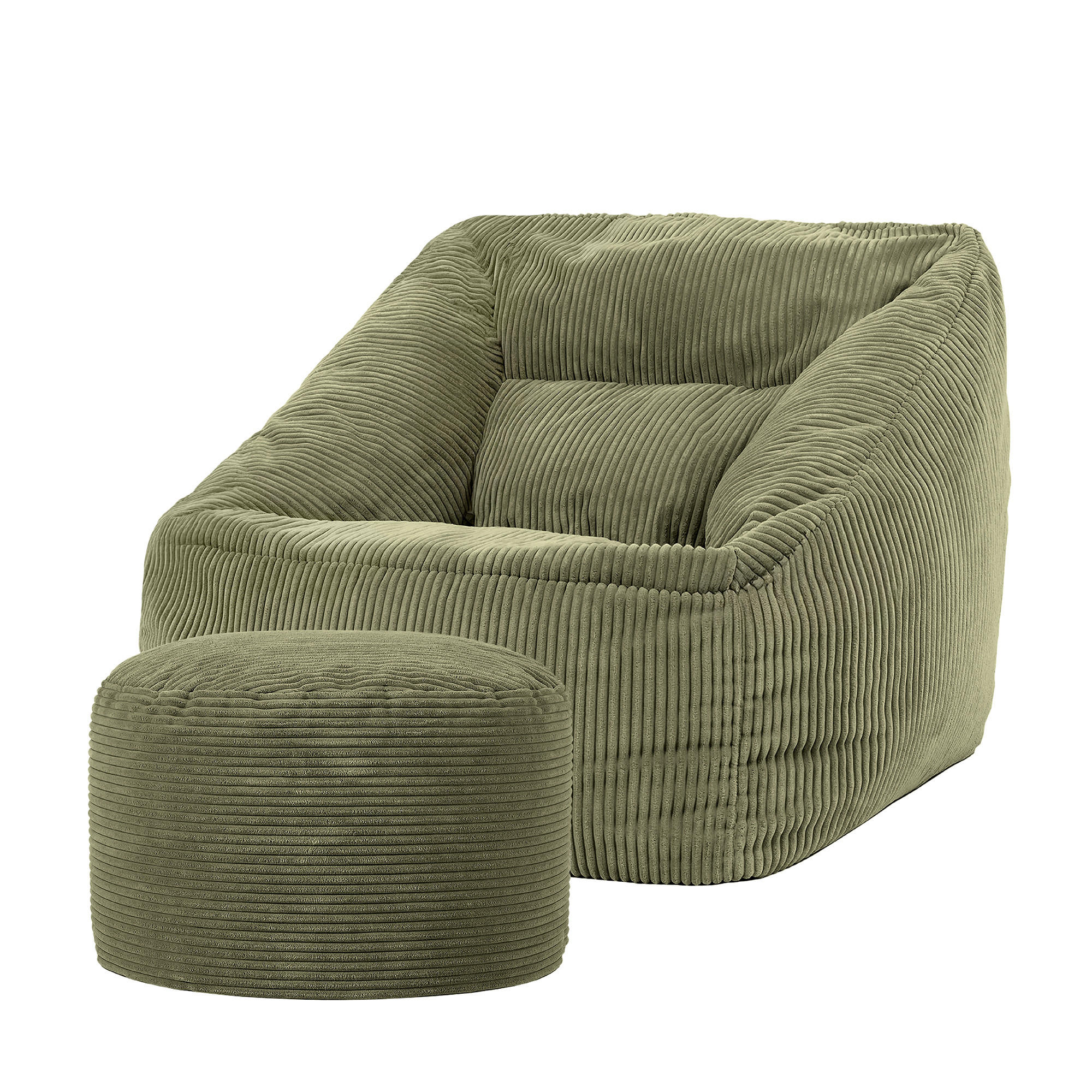 SITZSACK Sessel Natalia + Sitzpouf - Salbeigrün, Textil (100/80/88cm) - icon