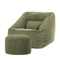 SITZSACK Sessel Natalia + Sitzpouf - Salbeigrün, Textil (100/80/88cm) - icon