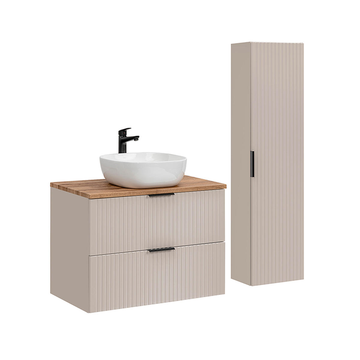 BADMÖBEL 80.6cm Adriel 2er-Set Beige - Beige, Holzwerkstoff (80.6/59/46cm) - Petits-meubles