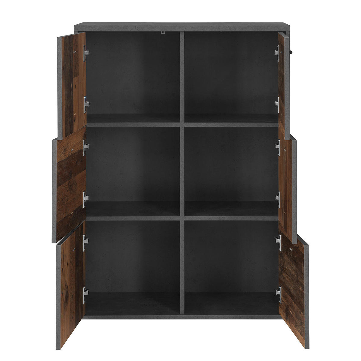 KOMMODE - Dunkelgrau/Schwarz, Holzwerkstoff/Kunststoff (77/113/30cm) - home24