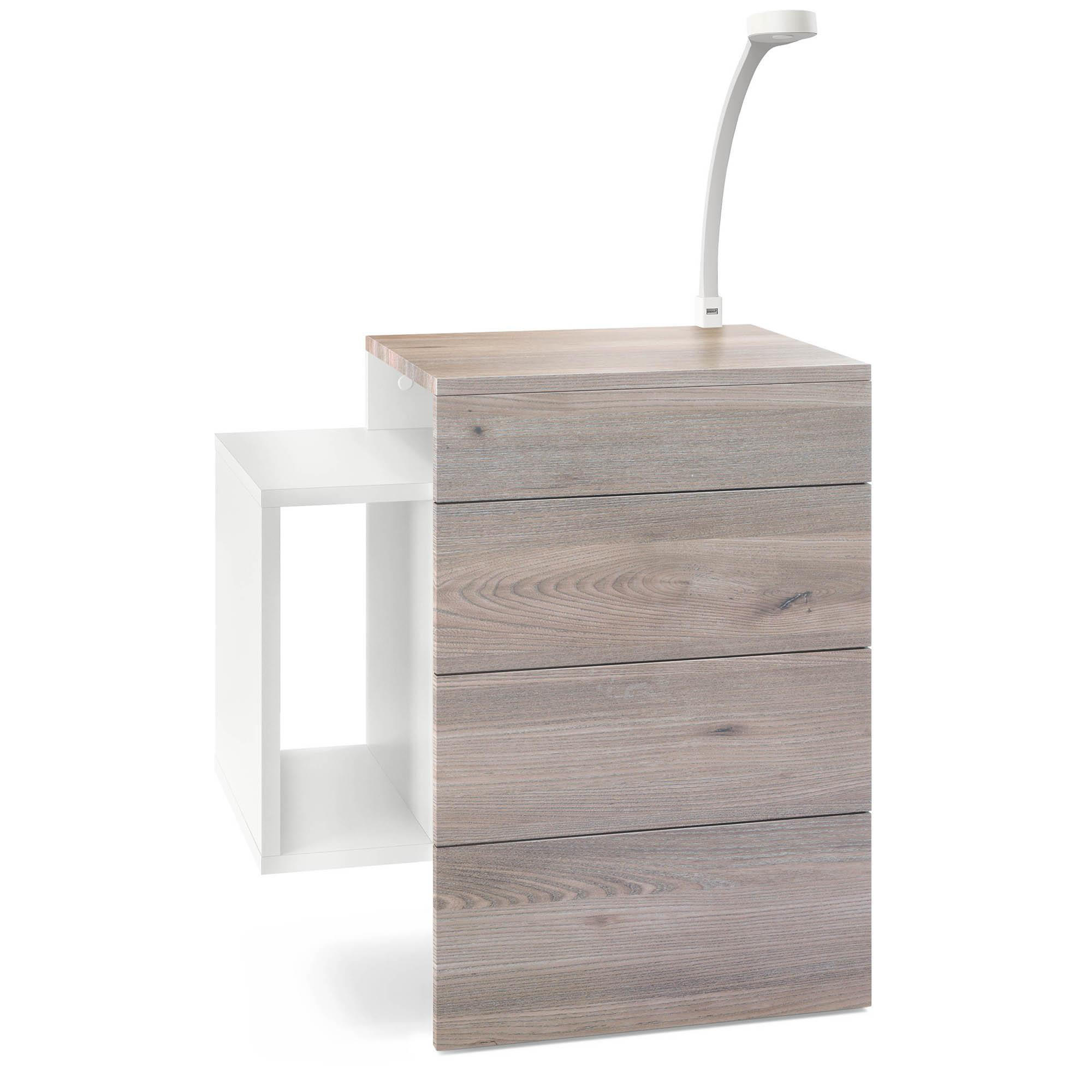 NACHTTISCH Queens Front in Eiche Nordic - Silbereichenfarben, Holzwerkstoff (60/63/36cm) - Vladon