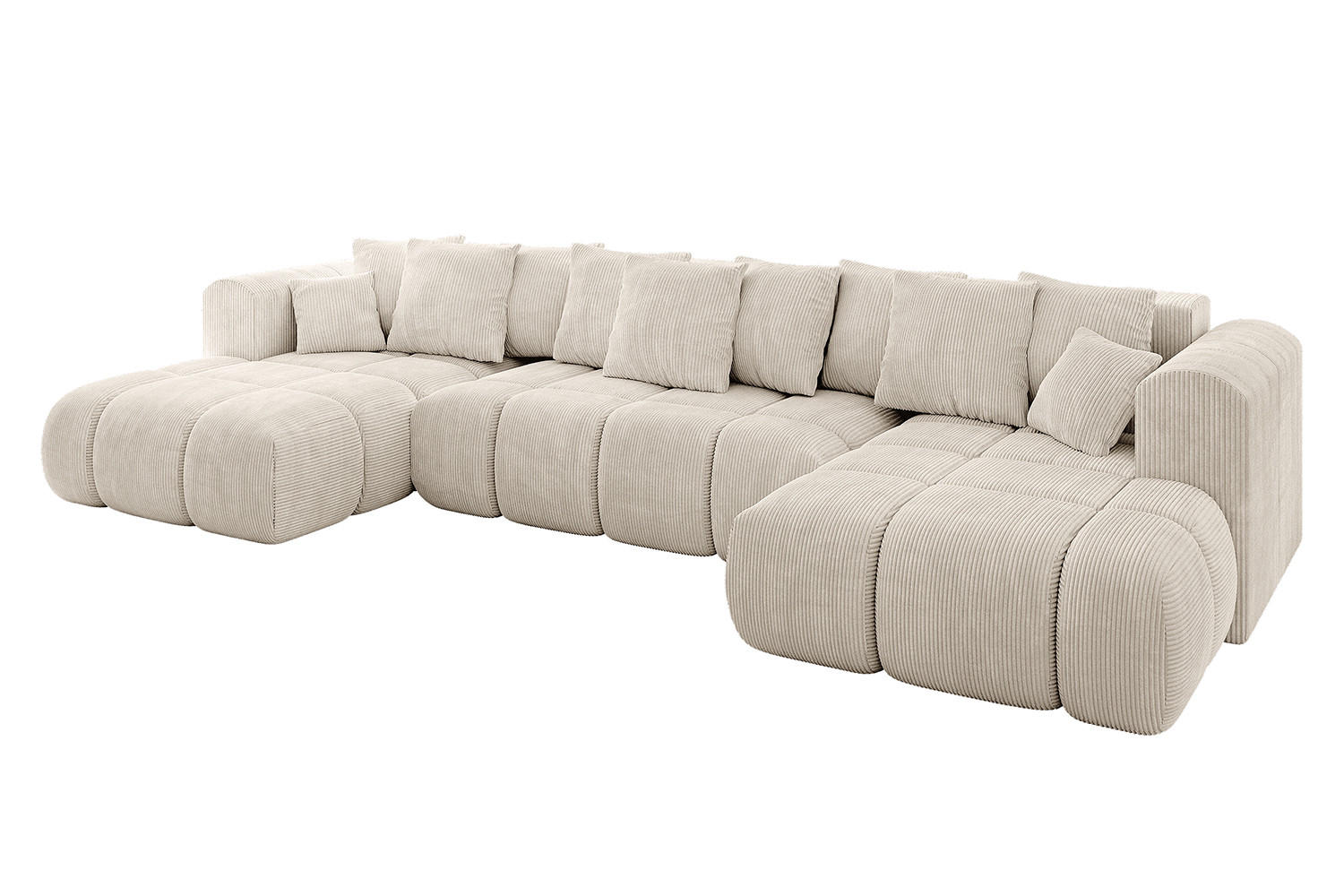 WOHNLANDSCHAFT Ottomane Links CLOUD-U-v1 414x180x40 Beige Cord - Beige, Holzwerkstoff/Kunststoff (414/90/180cm) - ALTDECOR