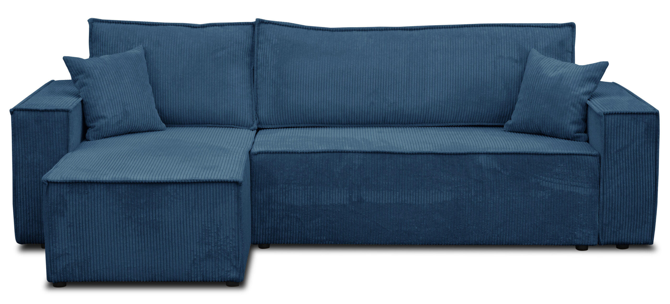 ECKSOFA Hugo L in L-Form mit Schlaffunktion und Bettkasten, Farbe: Blau, Cordstoff, Ottomane Unsiversal - Blau, Textil (244/145cm) - VENASI MÖBEL