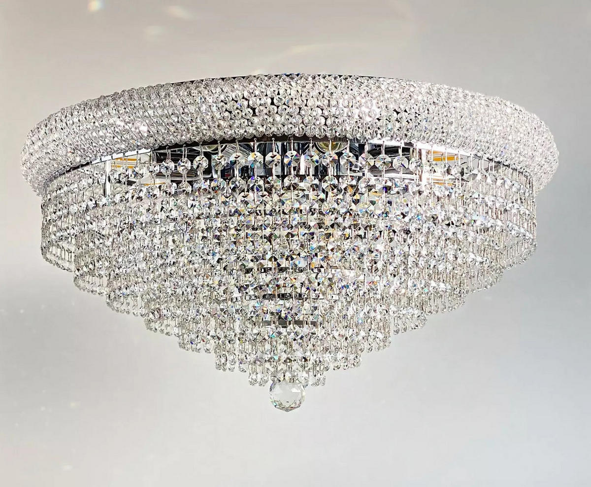 DECKENLEUCHTE Granada Silber Ø60cm gefertigt aus geschliffenen Kristallen - Silberfarben, Glas/Metall (60/60/28cm) - PGA Lights
